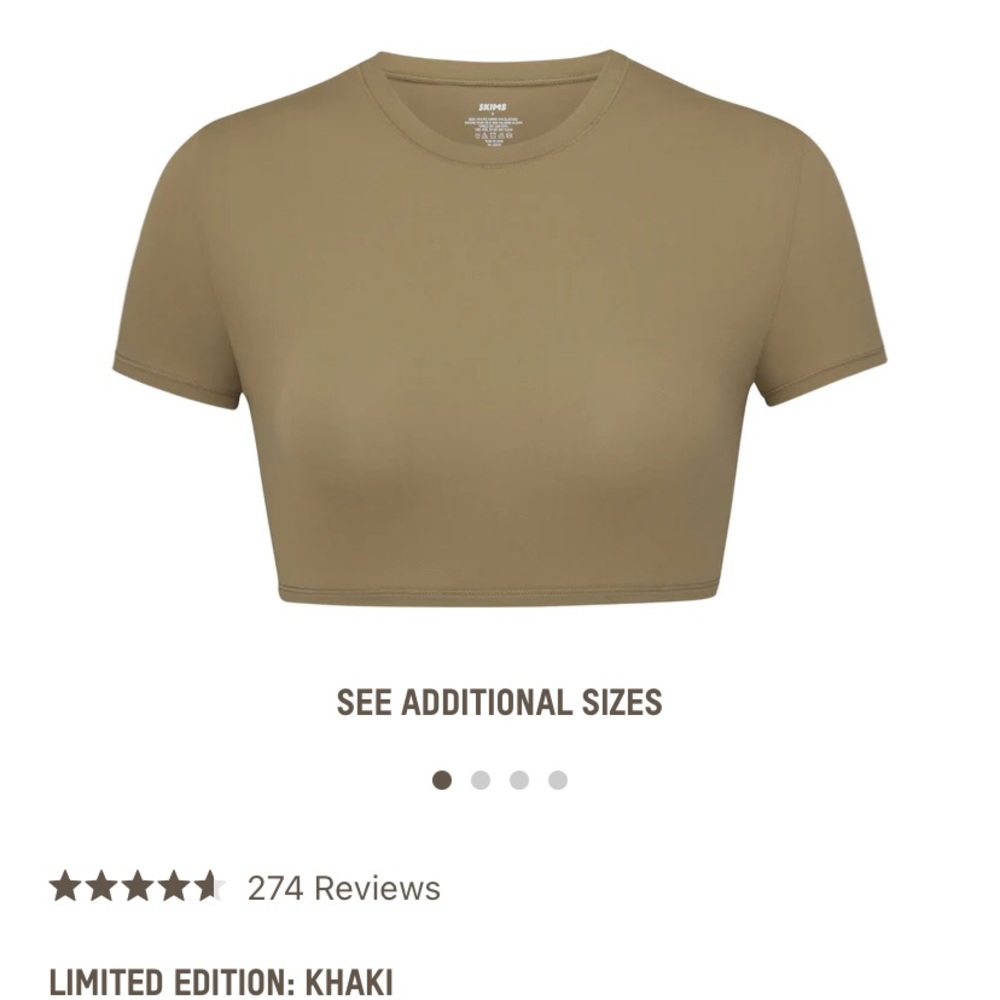 SKIMS- FITS EVERYBODY SUPER CROPED T-SHIRT               KHAKI - SIZE S